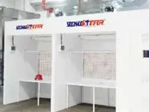 Открытая окрасочная кабина с поперечным (горизонтальным) потоком воздуха