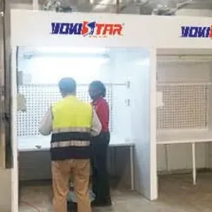 Открытая окрасочная кабина с поперечным (горизонтальным) потоком воздуха